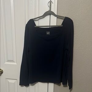GAP Black Blouse Long Sleeve Top Square Neck! 2X